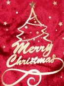 45cm Gold Merry Christmas & Tree Ruby Velvet Stocking With Faux Fur Cuff