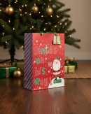 Large Red Christmas Gift Bag With Santa's On His Way! Print