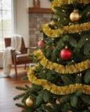 5m Gold Metallic Fir Needle 6ply 50mm Tinsel Garland