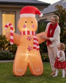 1.8m Gingerbread Man With Candy Cane | LED Outdoor Inflatable