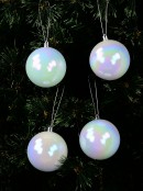 White Matte Christmas Bauble Decorations With Iridescent Tint - 4 x 80mm