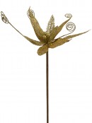 Gold Sequin & Filigree Flower Decorative Pick - 27cm