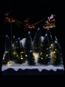 Animated Flying Santa Sleigh Over Snowy Forest With LED Lights | 21cm