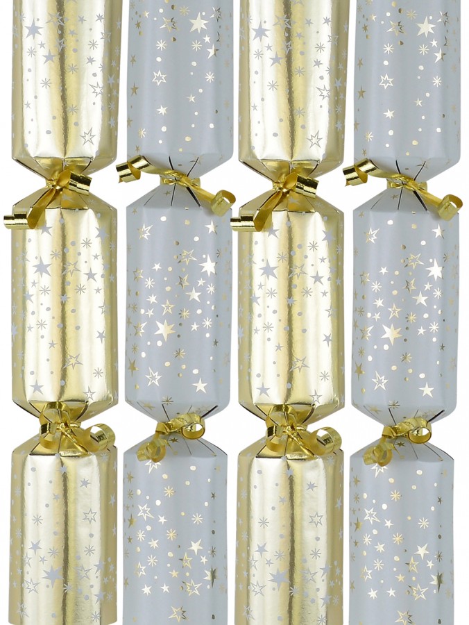 White & Gold With Stars & Dots Christmas Cracker Bon Bons - 50 x 26cm