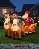 2.1m Santa In Sleigh With Two Reindeer | LED Outdoor Inflatable