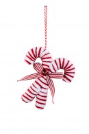 3x Classic Red & White Signature Plush Chenille Candy Cane Ornaments | 12cm