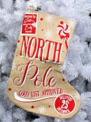 Jute North Pole Good List Approved Checked By Santa & Buddy Stocking - 50cm