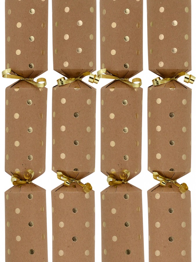 Gold Dot Pattern Design On Kraft Paper Christmas Cracker Bon Bons - 50 x 30cm