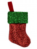 Mini Green & Red Metallic Christmas Stocking Decorations - 6 x 16cm