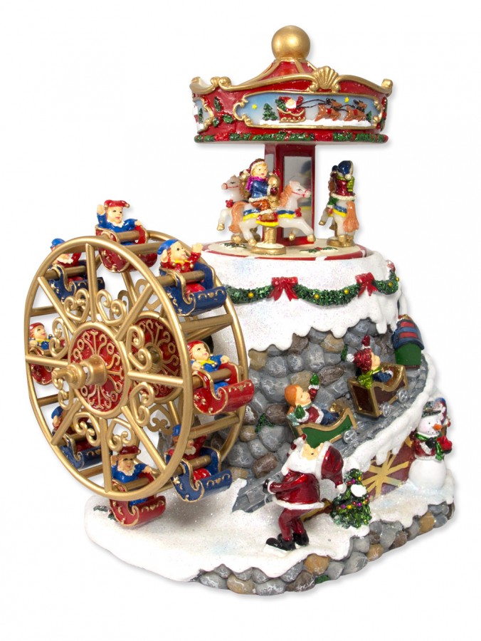 Musical Carousel & Ferris Wheel Wind Up Ornament - 18cm