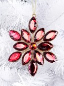 Oval Ruby Gem Simulant Flower Christmas Tree Hanging Decoration - 11cm