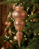 55cm Apple Red & Gold Glitter Striped Large Display Ellipsoid Finial