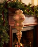 55cm Apple Red & Gold Glitter Striped Large Display Ellipsoid Finial