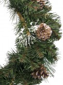 Flocked & Glittered Pine Cone Wreath With 80 Tips - 45cm