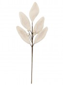 58cm Cream Natural Wool Magnolia Leaf & Berry Spray Long Christmas Stem