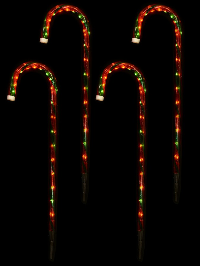 Red & Green Stripe Candy Cane Garden Christmas Path Lights - 4 x 60cm