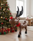 1.2m Cartoon Caricature Red Nose Reindeer Life Size Resin Christmas Ornament