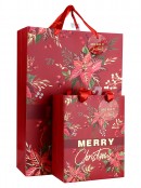 Large Luxury Gold Foil Poinsettia & Botanical Christmas Gift Bag | 42cm