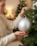 Majestic Brushed Silver Large Display Bauble | 20cm