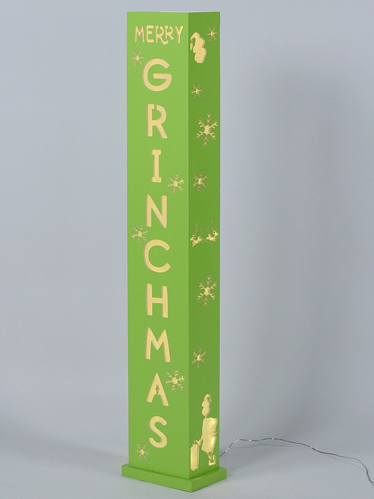 1.1m Green Merry Grinchmas Signpost With Warm White LED Light Display — image 5