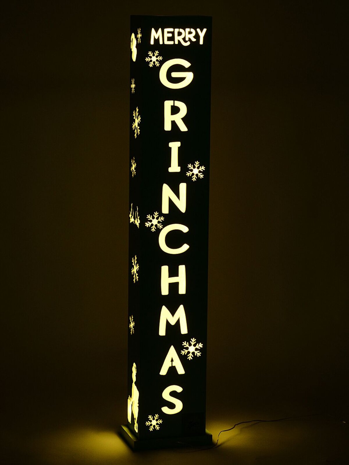 1.1m Green Merry Grinchmas Signpost With Warm White LED Light Display — image 4