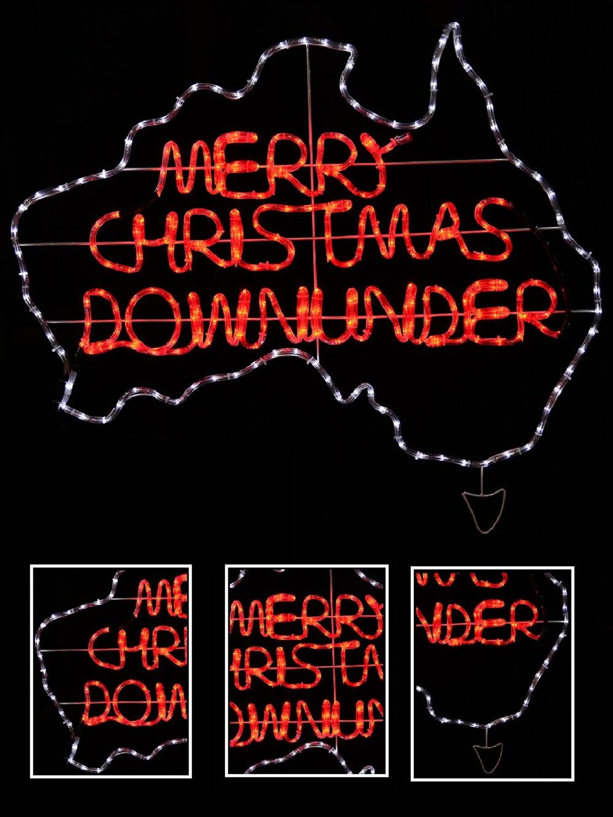 1.1m Outdoor Merry Christmas Down Under Aussie Map LED Rope Light Motif — image 2