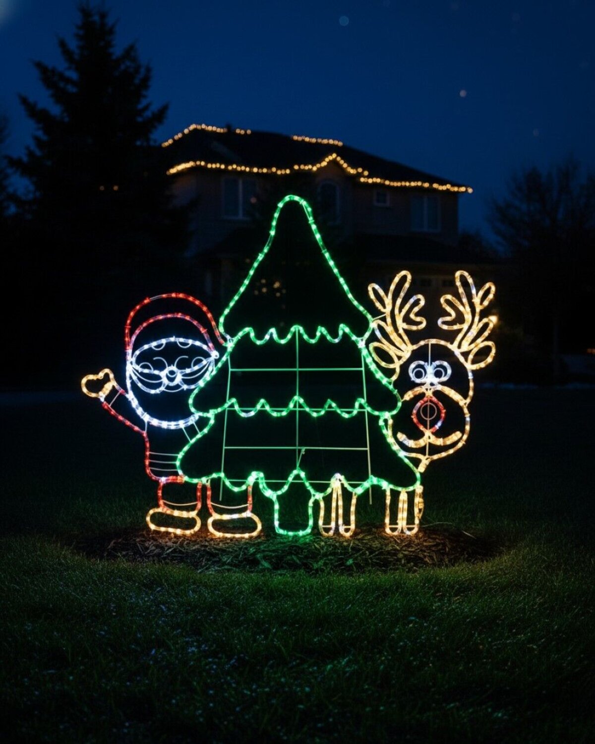 1.2m Dynamic Santa Reindeer & Tree Outdoor Christmas LED Light Display — image 2