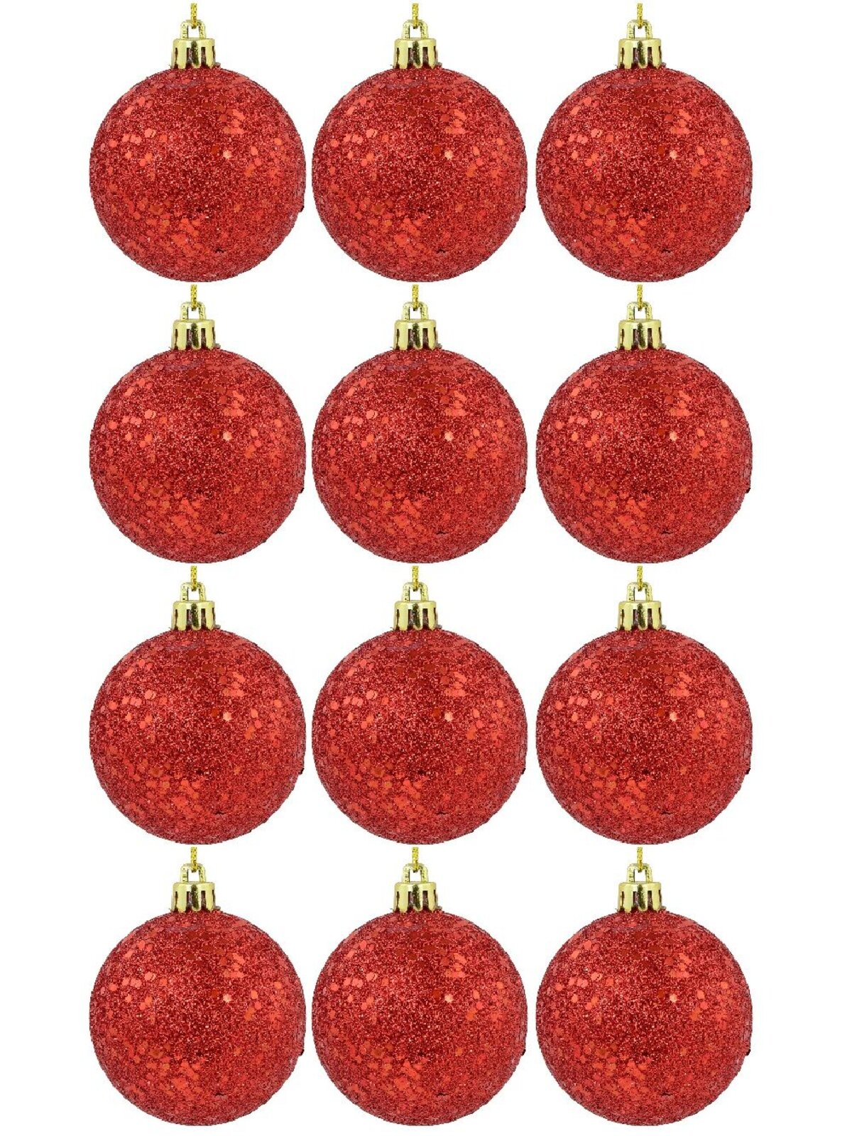 12x Lustrous Red Essential Sequin & Glitter Baubles | 60mm — image 3