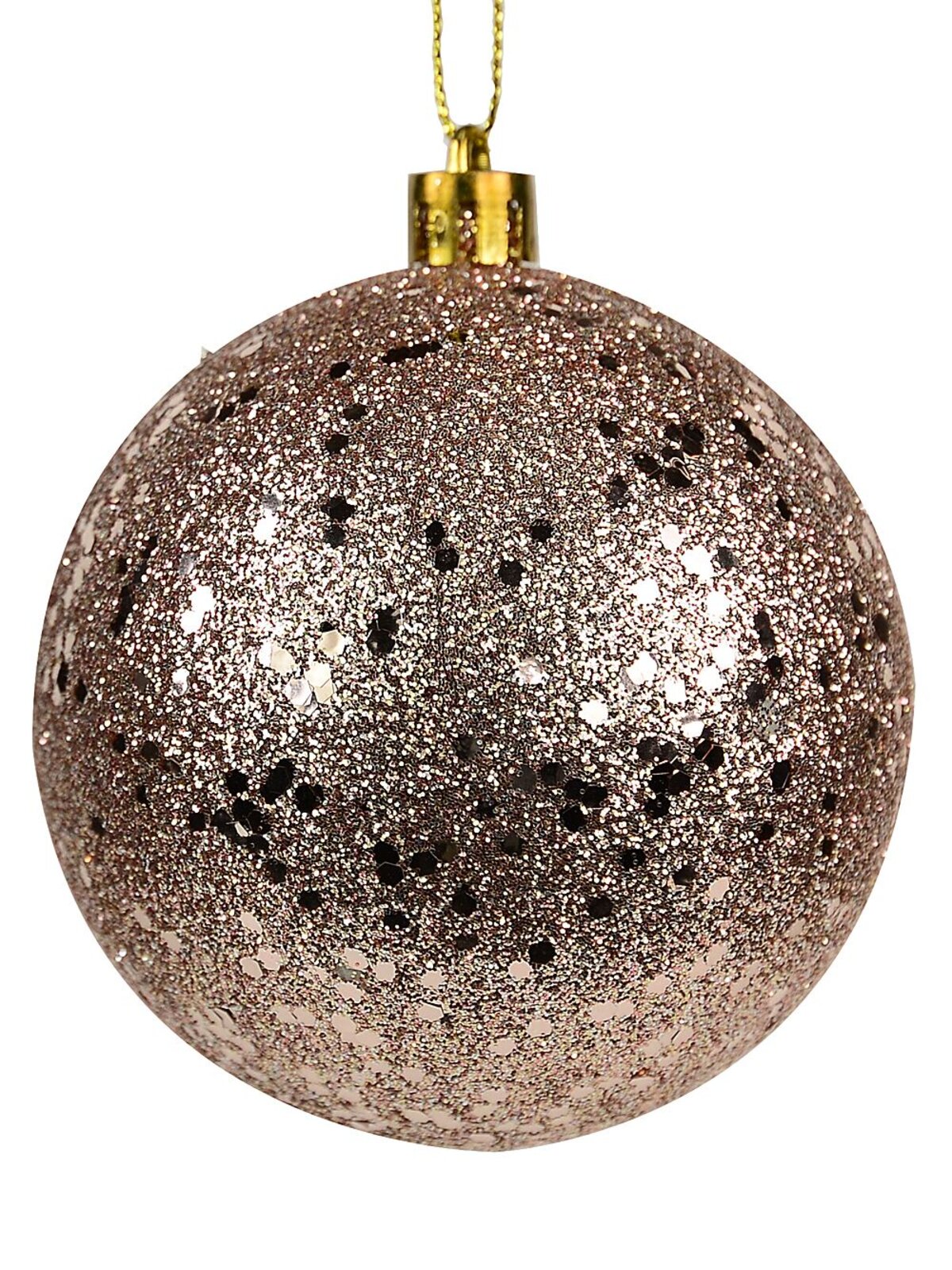 12x Lustrous Rose Gold Essential Sequin & Glitter Baubles | 60mm — image 4