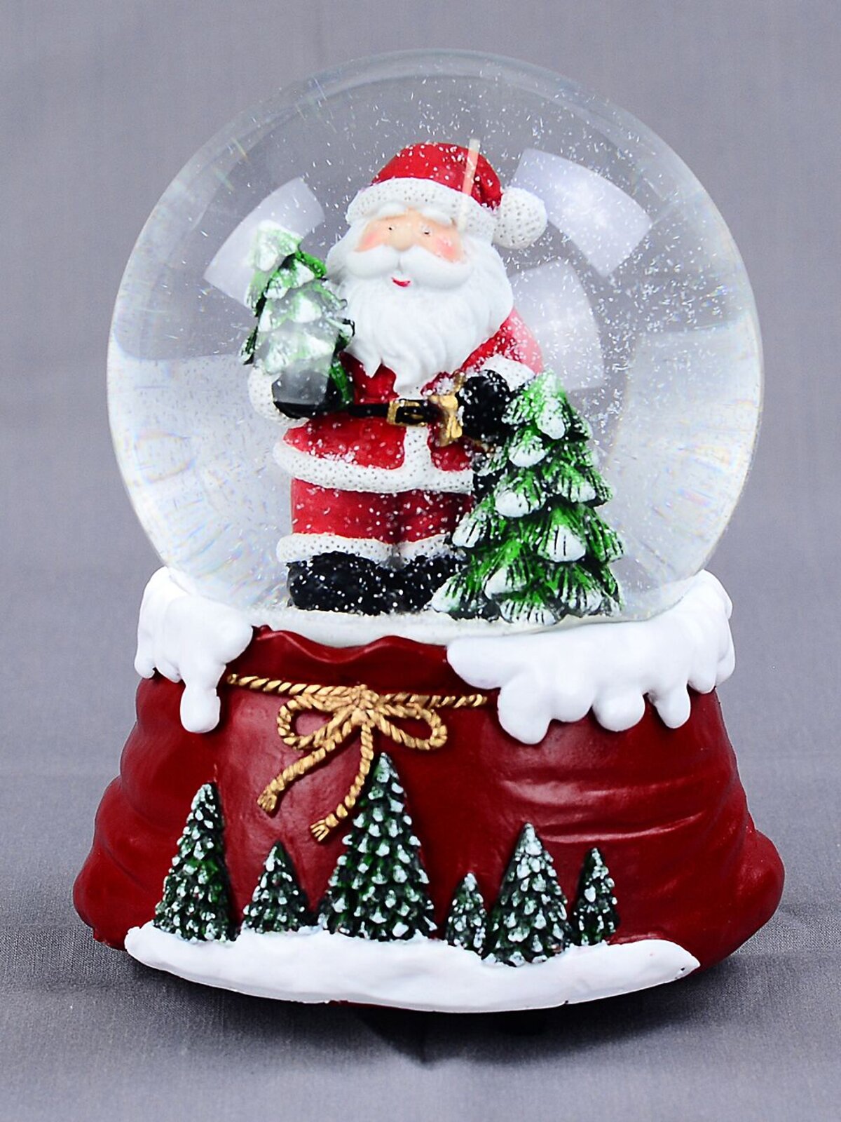 Santa & Pine Trees Wind Up Musical Waterball Snow Globe | 10cm — image 5