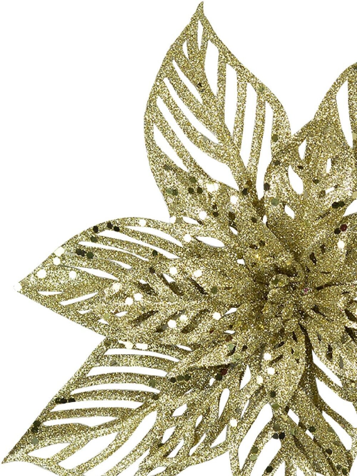 Pale Gold Perforated Bract Poinsettia Christmas Tree Clip Pick | 15cm — image 4