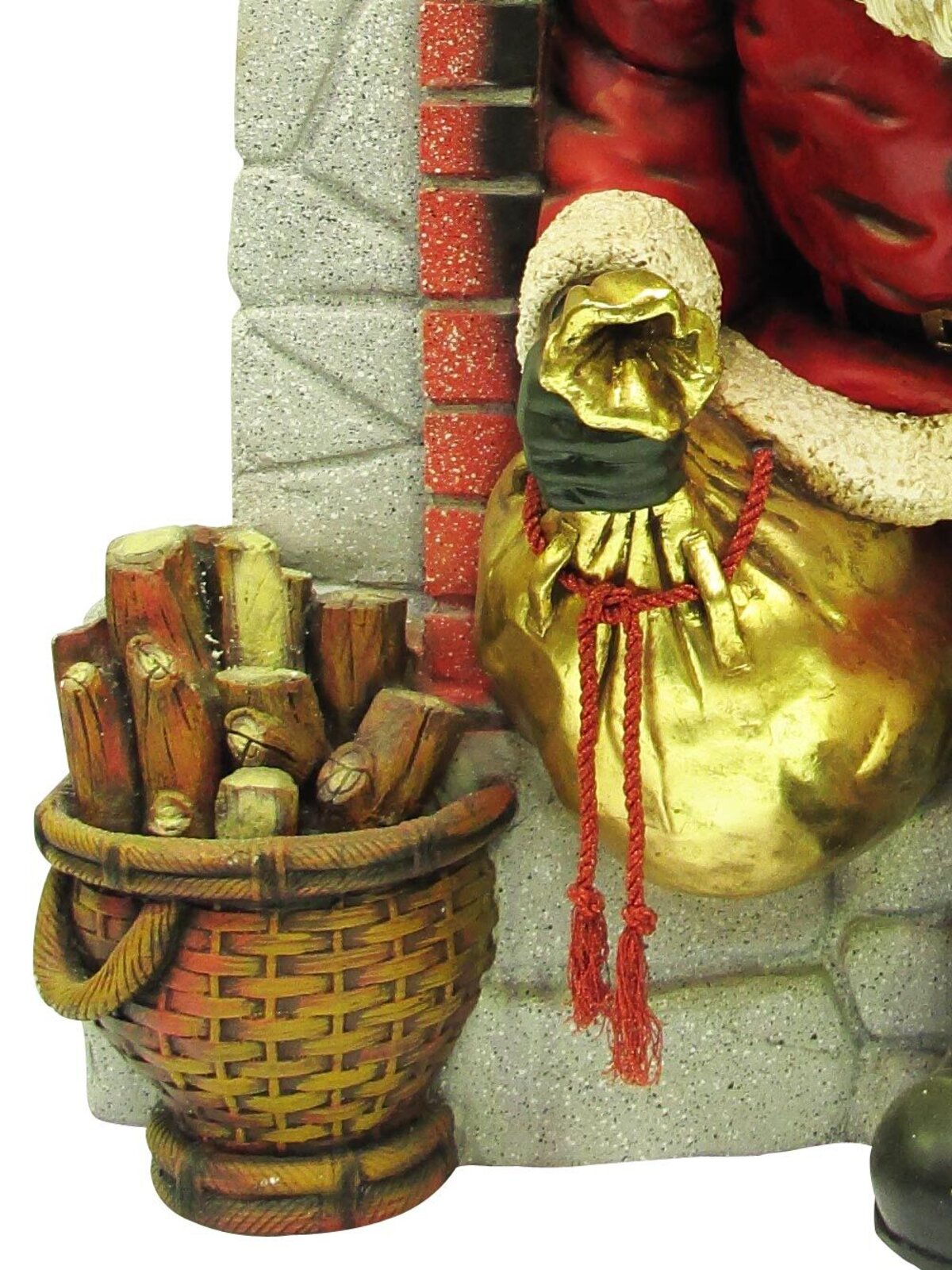 1.5m Life Size Christmas Theme Incredible Santa In The Fireplace Resin Decor — image 4