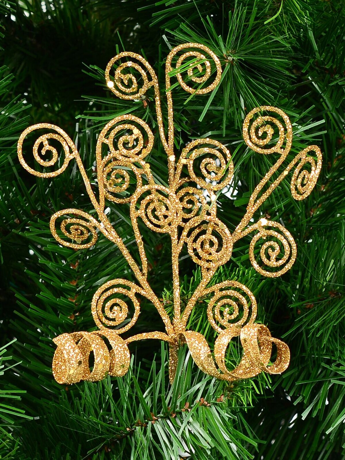19cm Gold Branch Swirls & Curls Christmas Tree Clip Pick — image 2