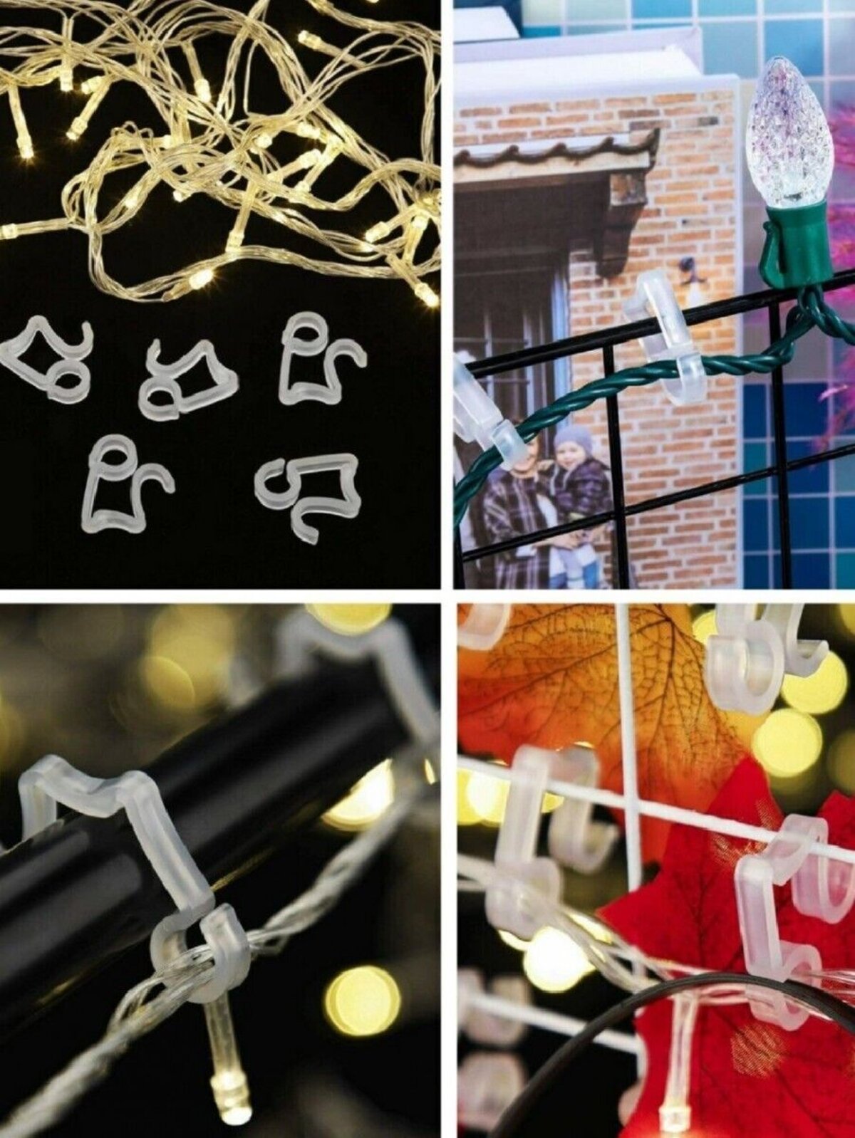 200x UV Stabilised Outdoor Gutter Hooks | Bulk Icicle & Fairy Light Multi Clips — image 2
