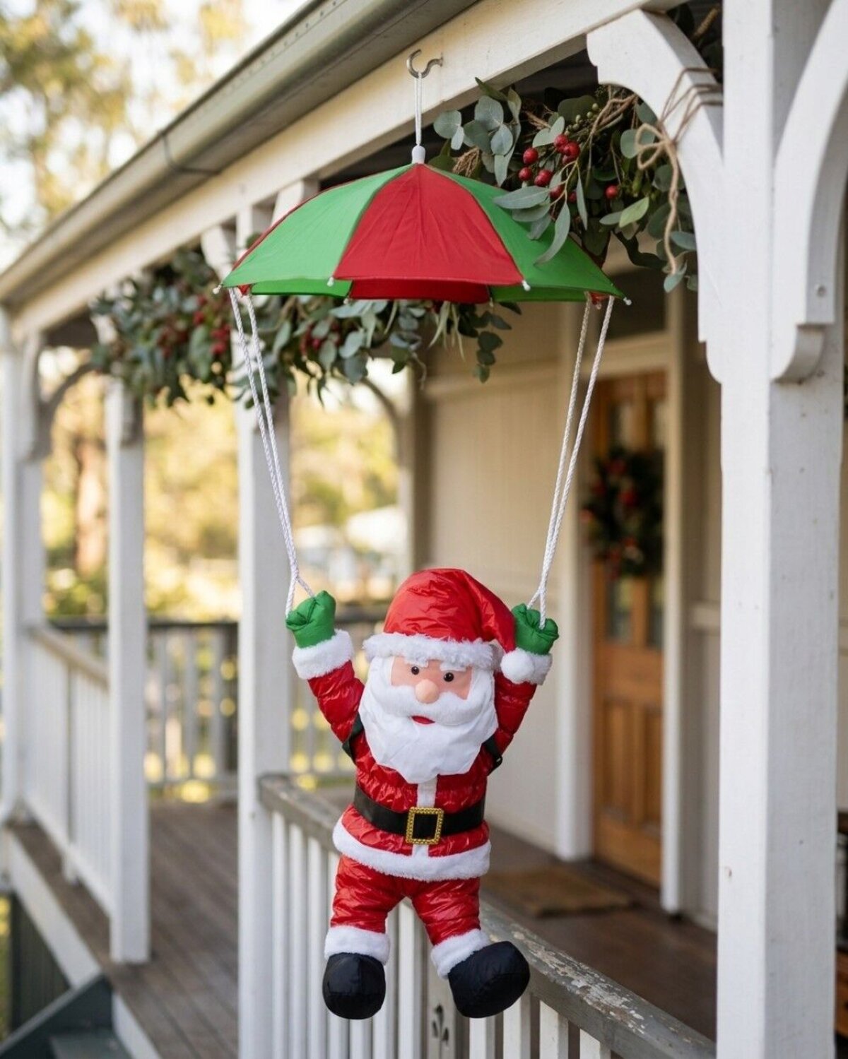 Parachuting Nylon Santa With Backpack Outdoor Decoration | 1.2m — image 2