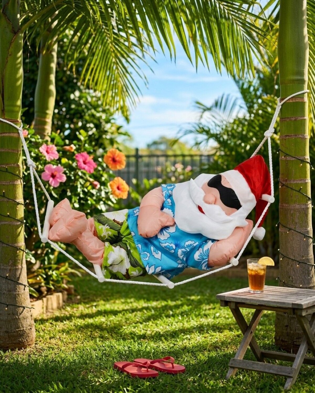 Hanging Summer Santa Hammock Outdoor Nylon Christmas Decoration | 65cm — image 2