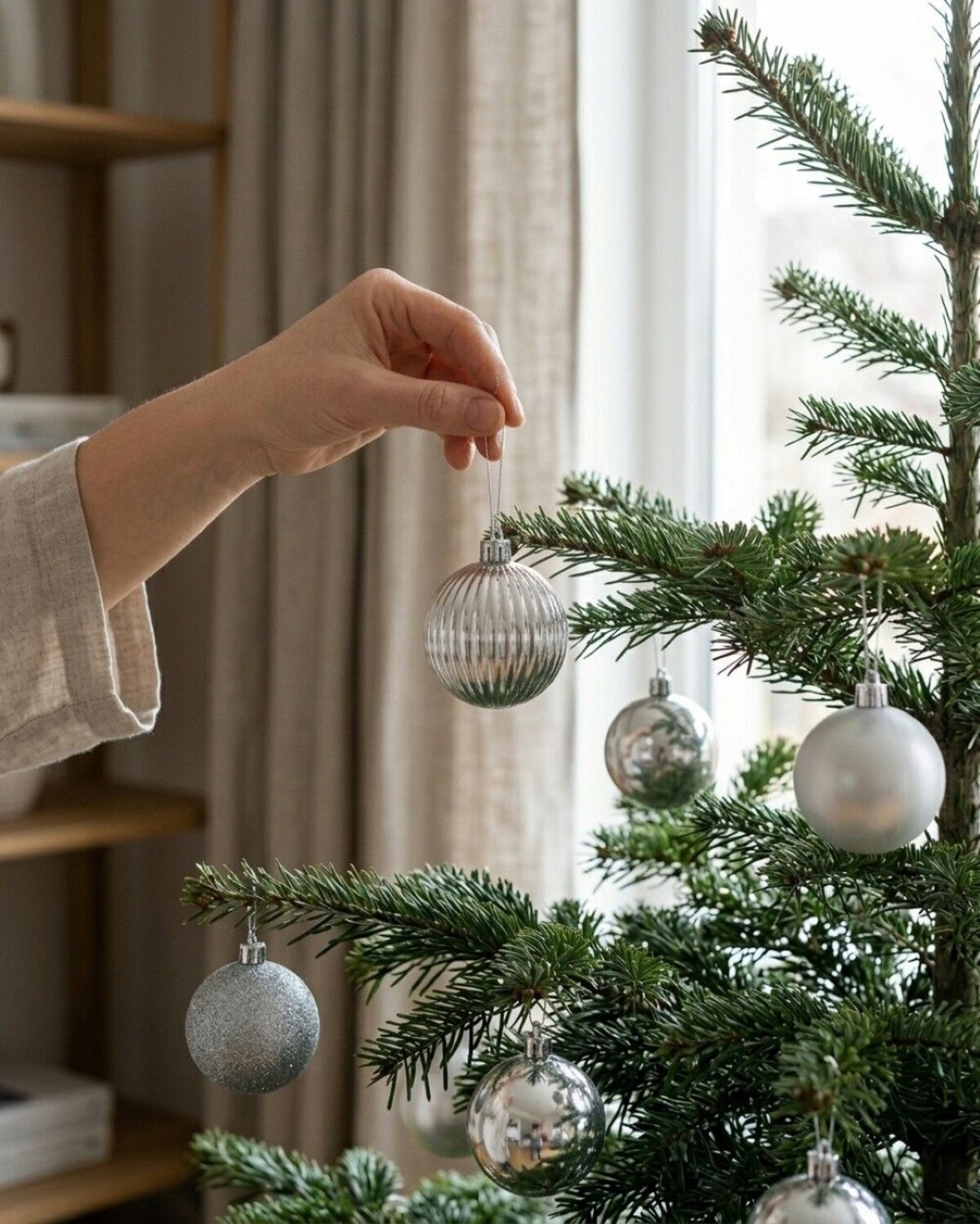 32x Lustrous Silver Essential & Grand Mixed Finish Baubles | 60mm & 15cm — image 4