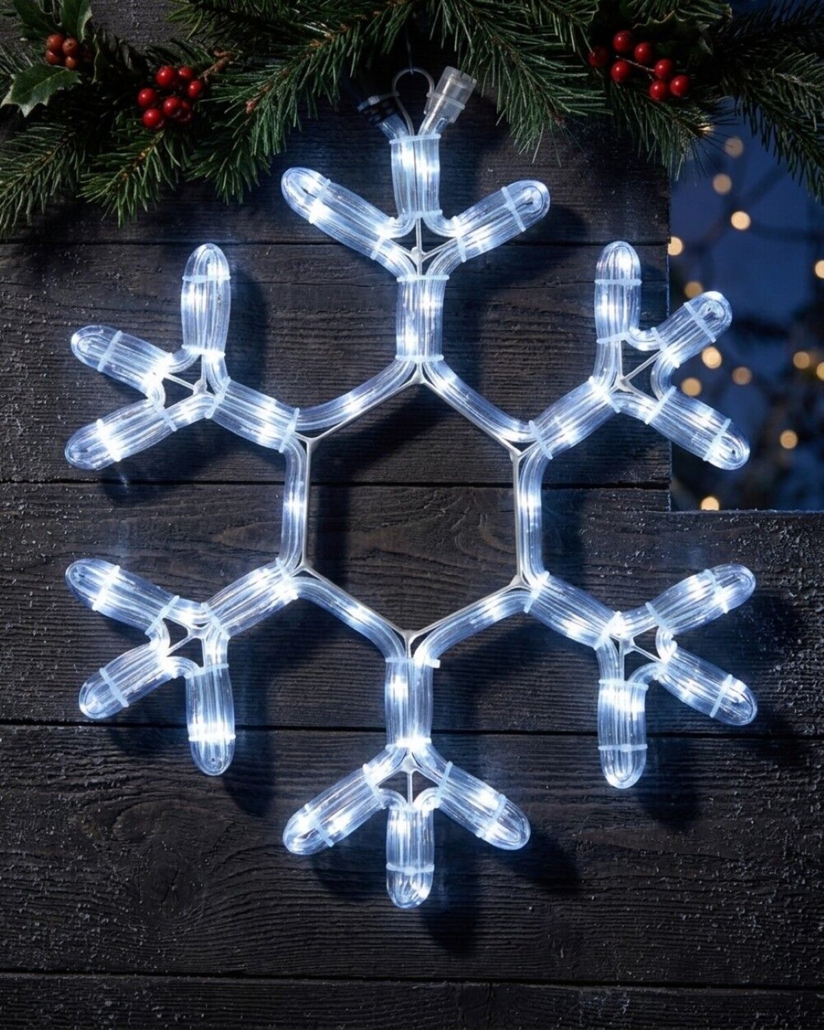 40cm Snowflake Star Cool White LED Outdoor Christmas Rope Light Display — image 2