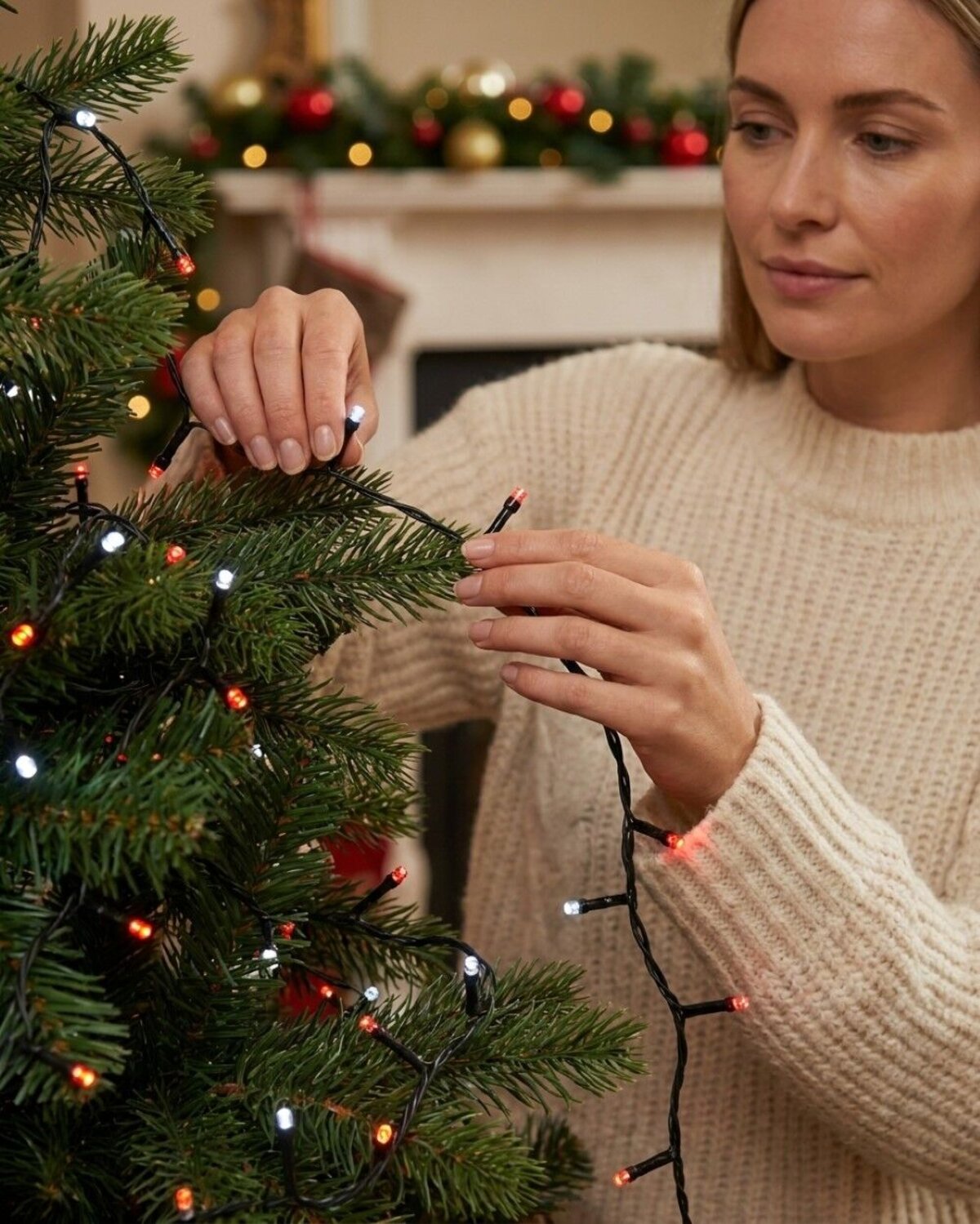 300 Red & Cool White LED String Fairy Lights 8 Function | 15m — image 3