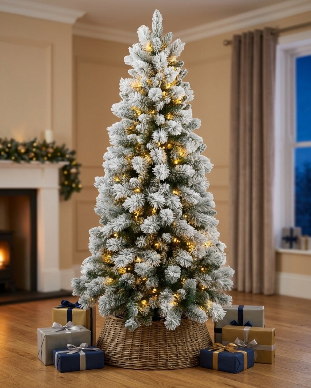 2.3m Bavarian Heavily Flocked Dual Tip Christmas Tree | 979 Spruce & Fir Tips — image 2