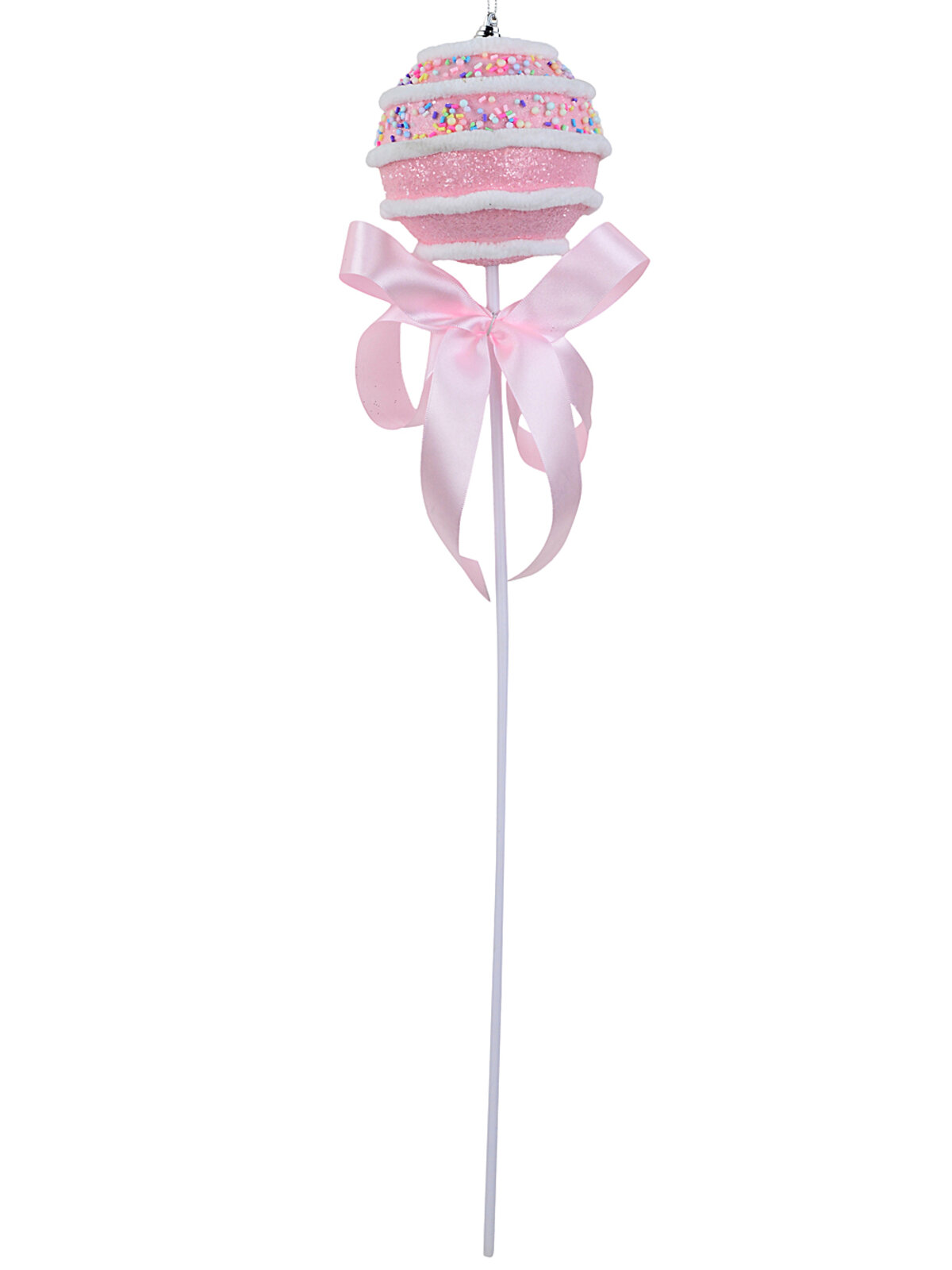 Pastel Pink Cupcake Bauble Stem With Iridescent Frosting & Satin Bow | 54cm — image 4