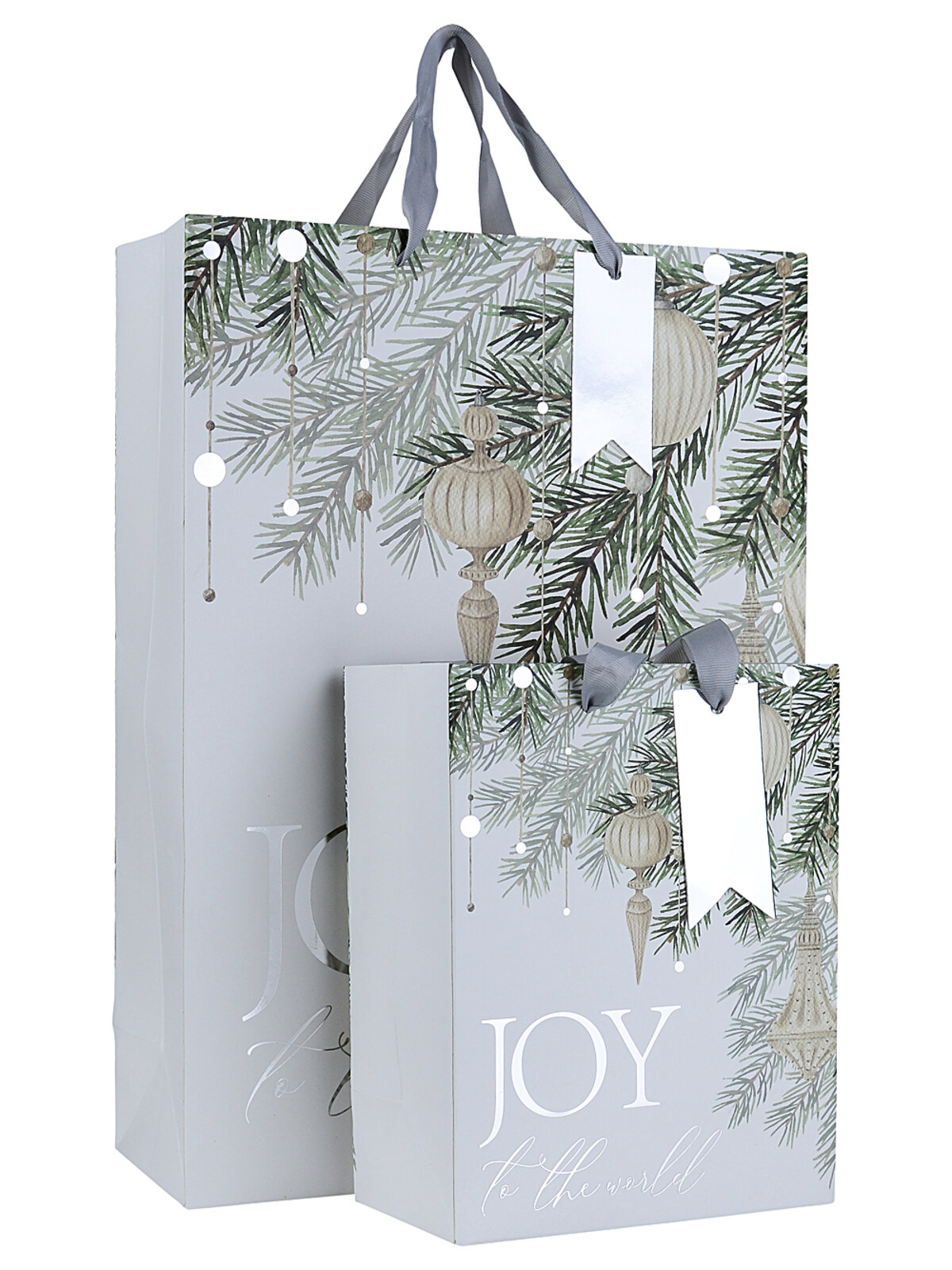 Large Boutique Joy To The World Silver Foil Christmas Gift Bag | 42cm