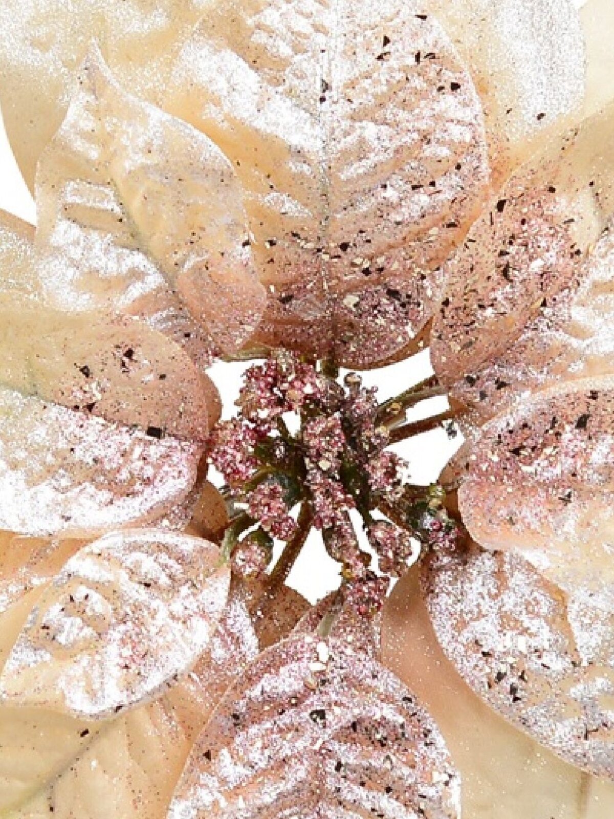 Peach Pink With Rose Gold Poinsettia Christmas Tree Clip Pick | 22cm — image 3