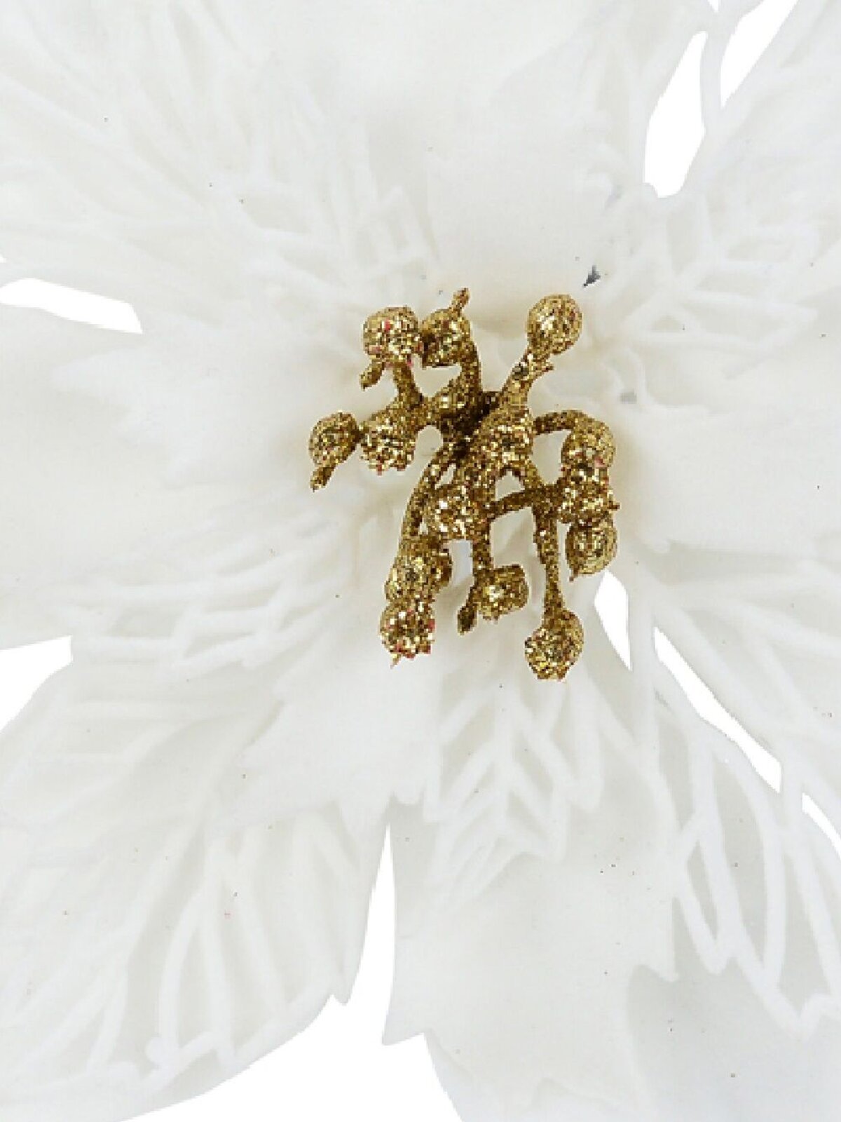 White With Gold Cyathia Poinsettia Christmas Tree Clip Pick | 22cm — image 4