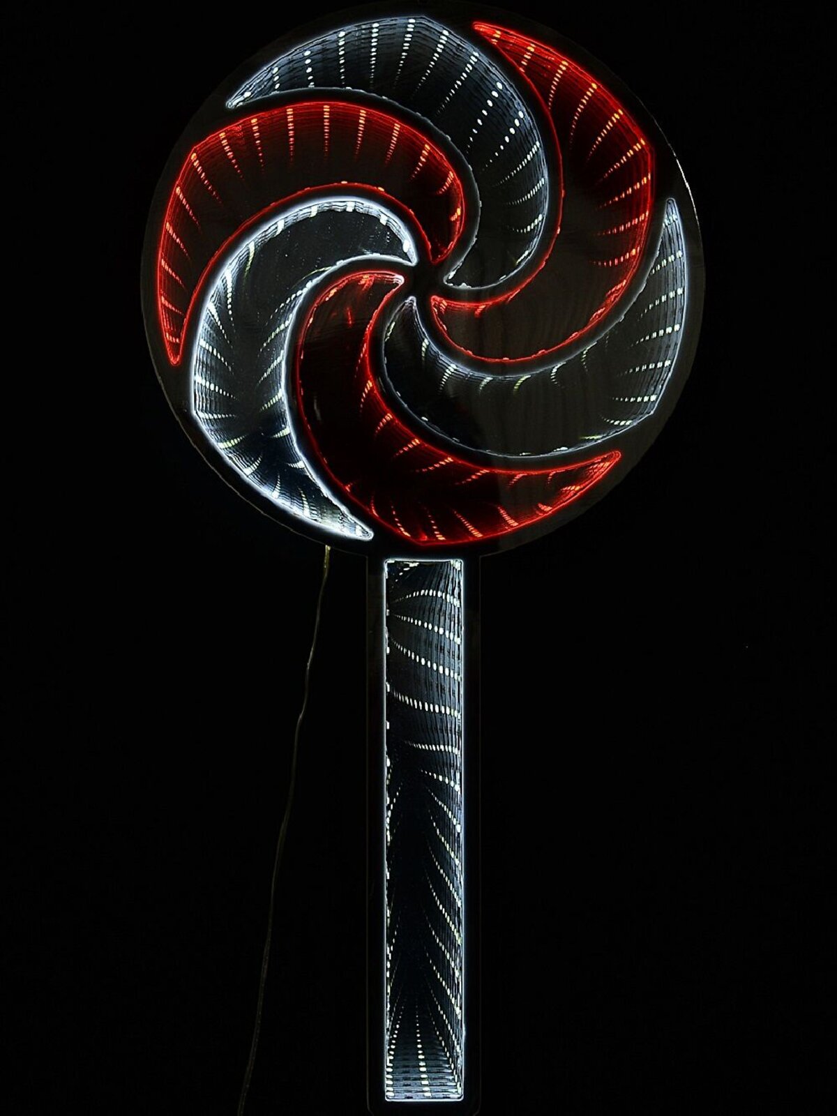 25cm Lollipop Infinity Mirror With Red & White LED Double Sided Light Display — image 3