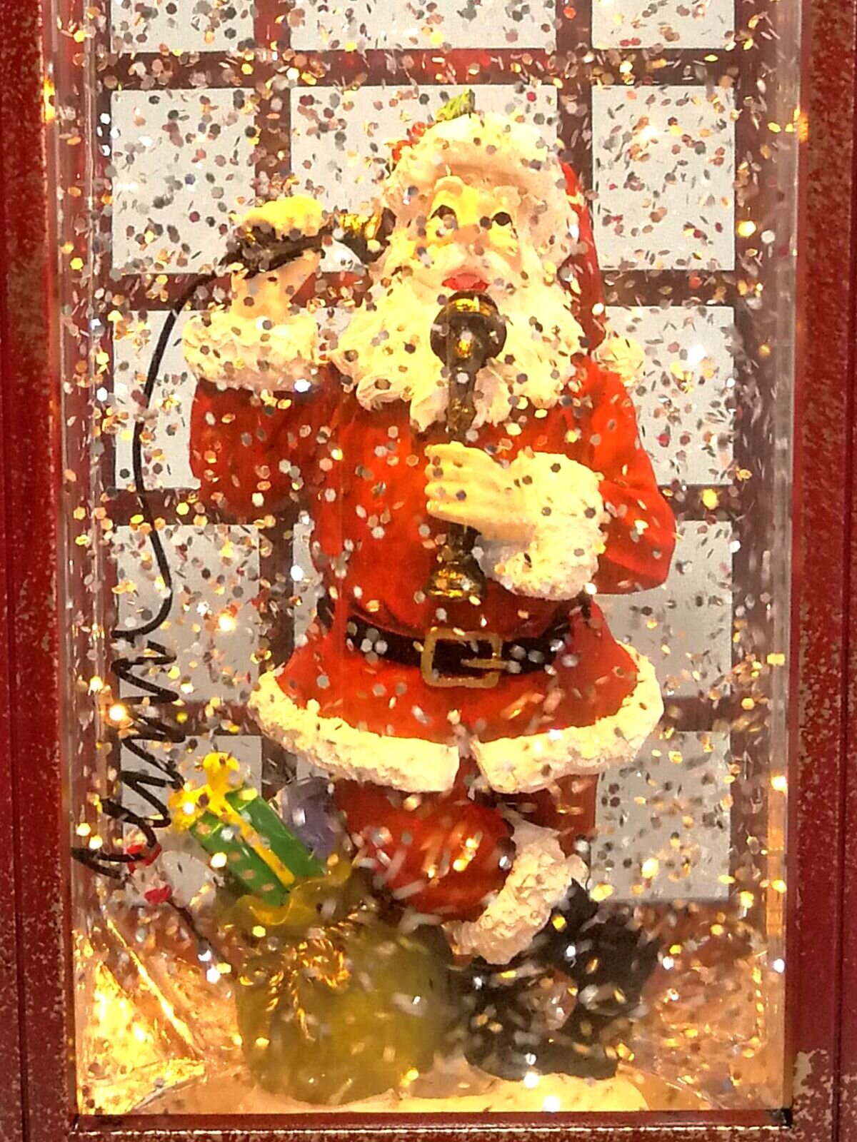 25cm Santa & Candlestick Phone Booth Snow Globe Lantern — image 3