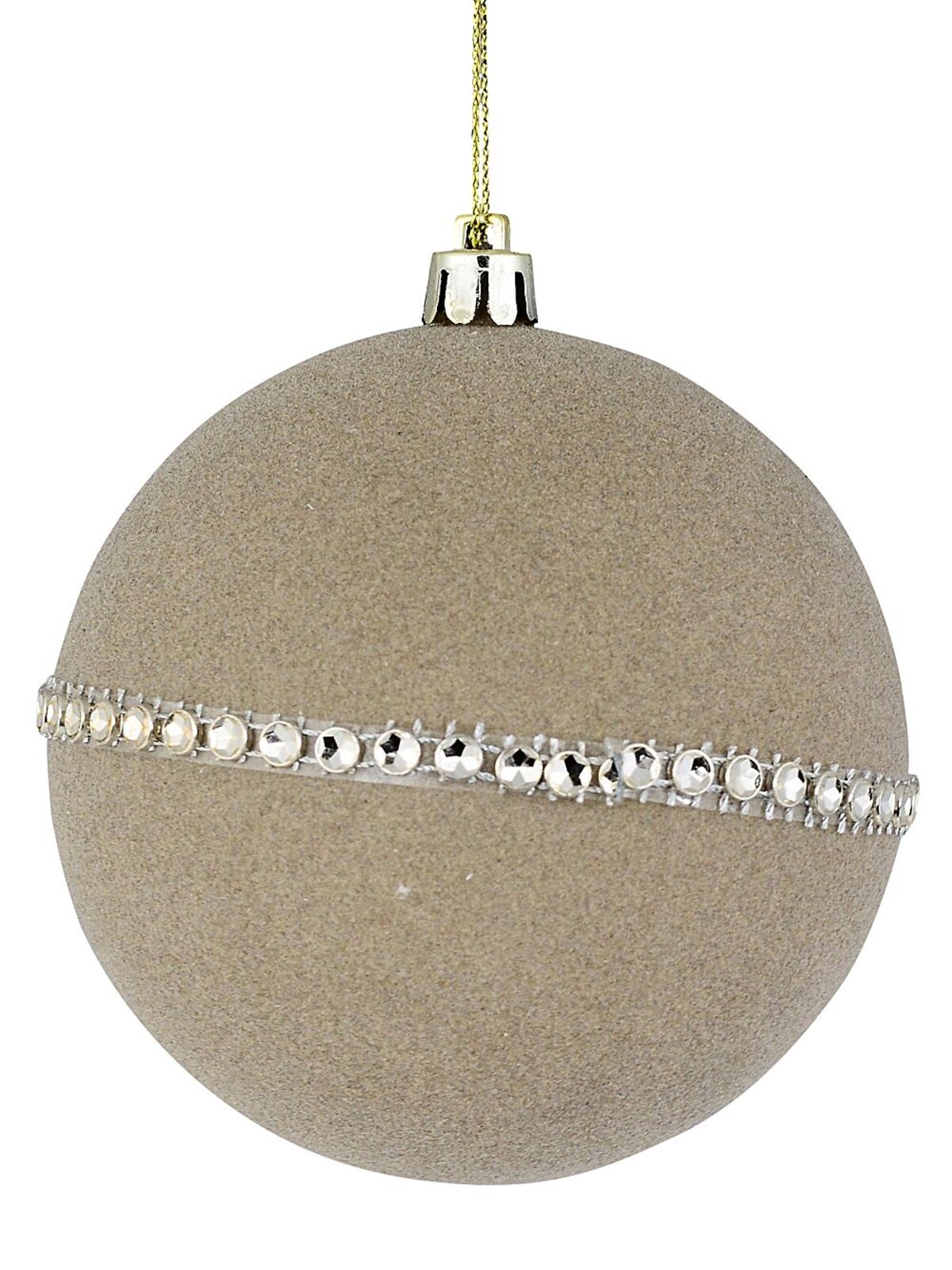 2x Opulent White & Coffee Signature Flocked Diamante Baubles | 95mm — image 3