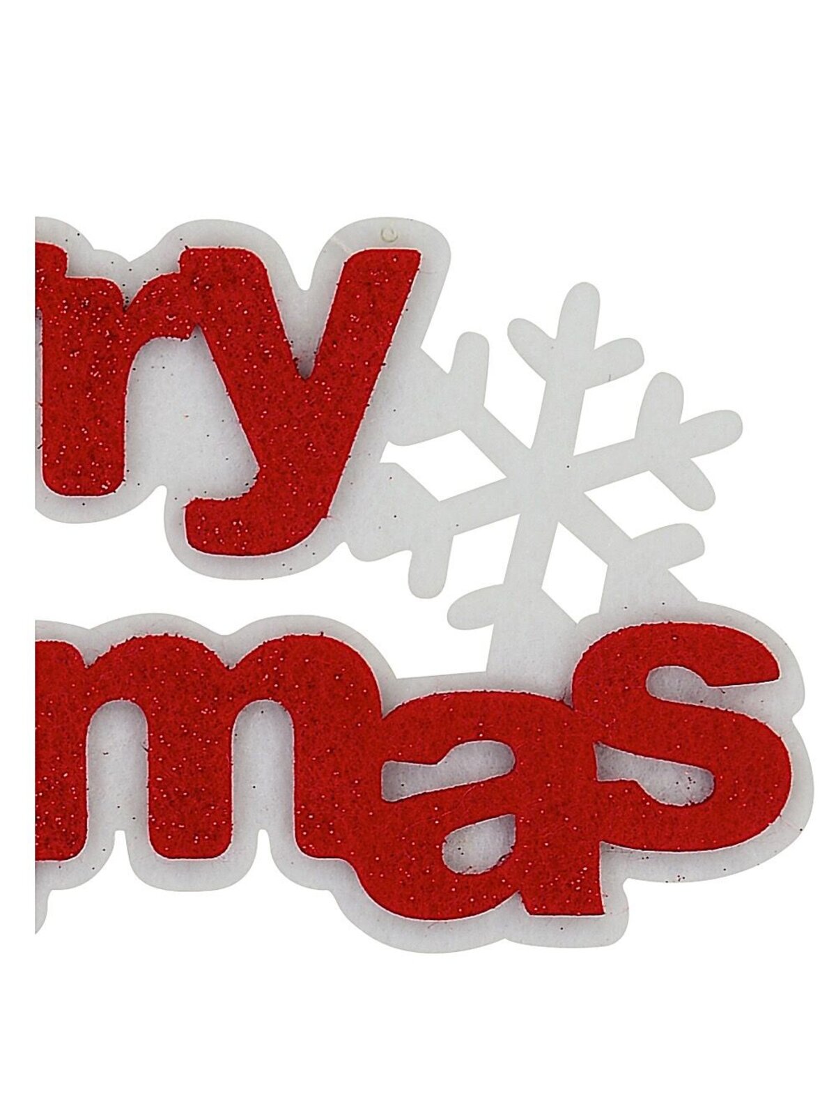 Hanging Red & White Felt Merry Christmas Snowflake Motif Sign | 30cm