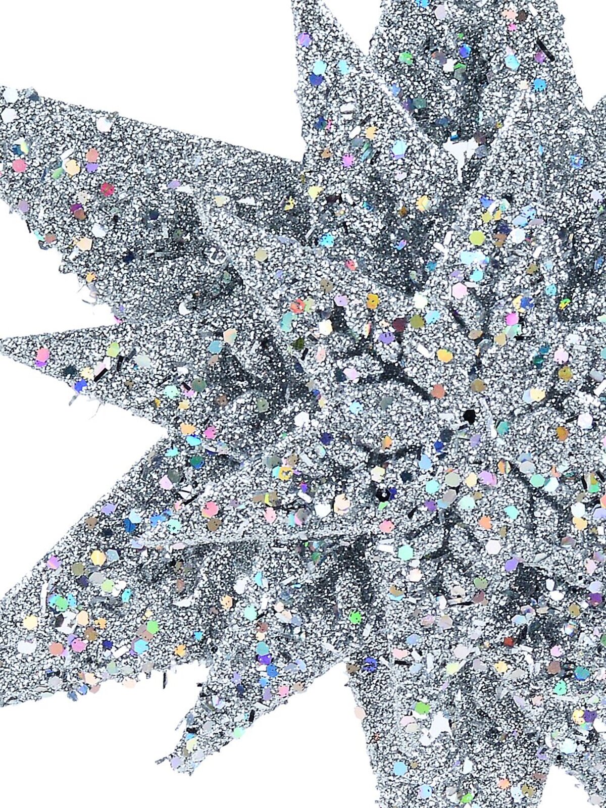 32cm Silver Glitter & Iridescent Sequin Christmas Star Tree Top Decoration — image 3