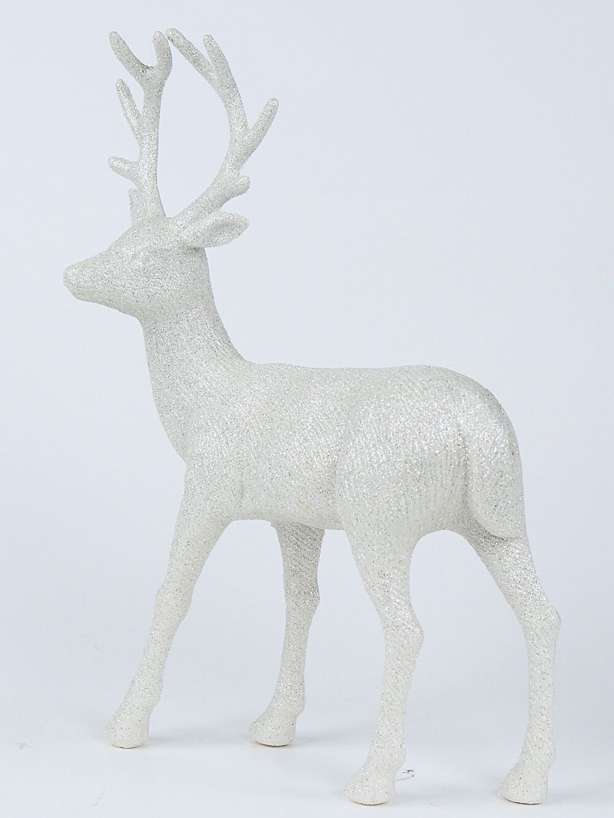 32cm White & Silver Glitter Standing Reindeer Ornament — image 3